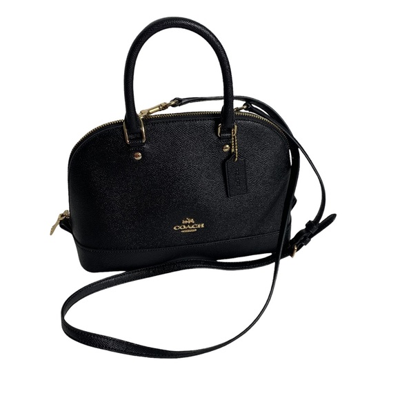 Coach Handbags - COACH Black Leather Crossgrain Mini Sierra Satchel Handbag F57555